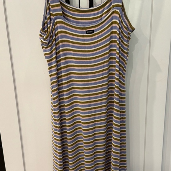 RVCA Gray and Yellow Striped Midi Dress - Picture 9 of 10